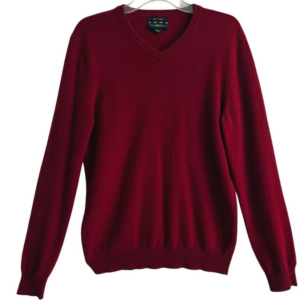 Club Room Cranberry Red V-Neck Cashmere Sweater S